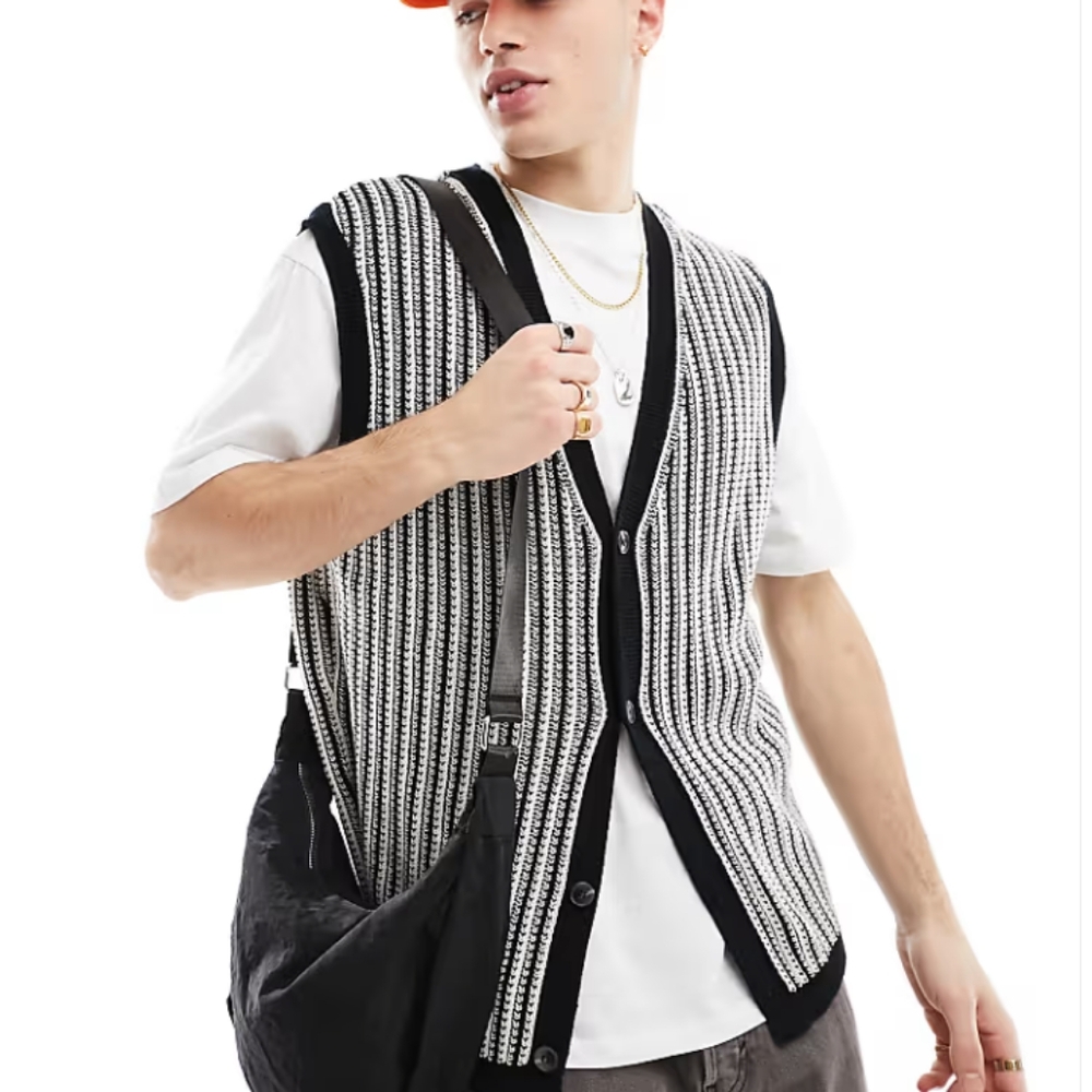 ASOS Monochrome Striped Cardigan